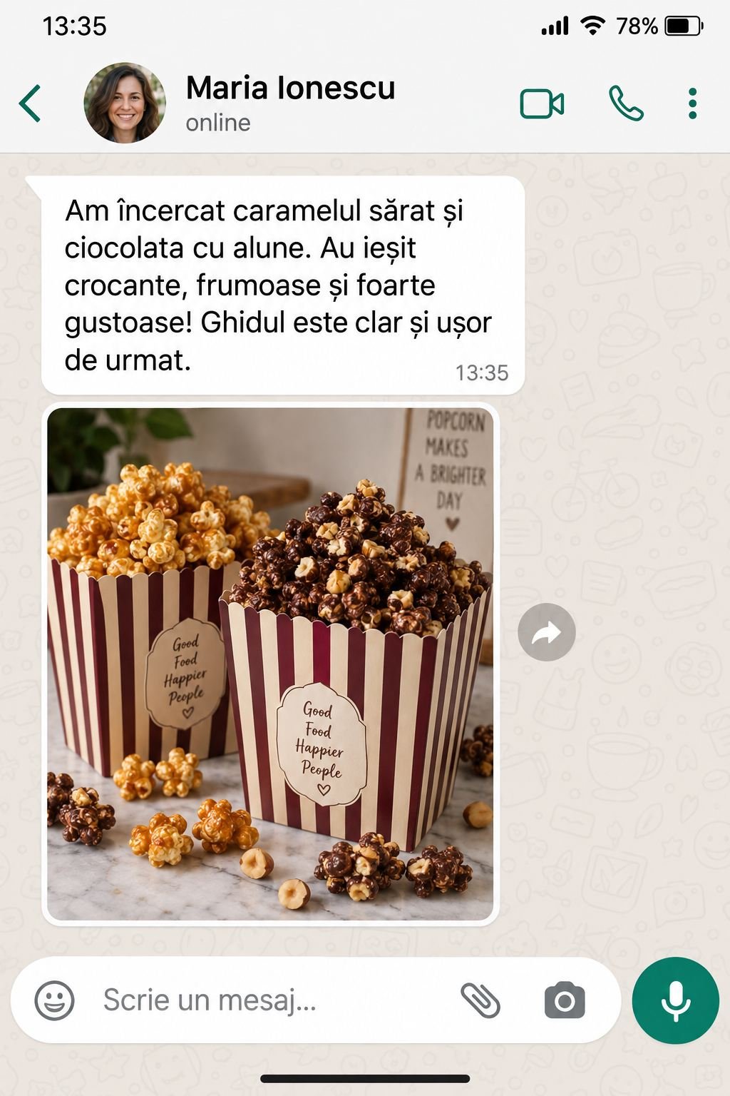Mesaj despre rețetele de floricele gourmet