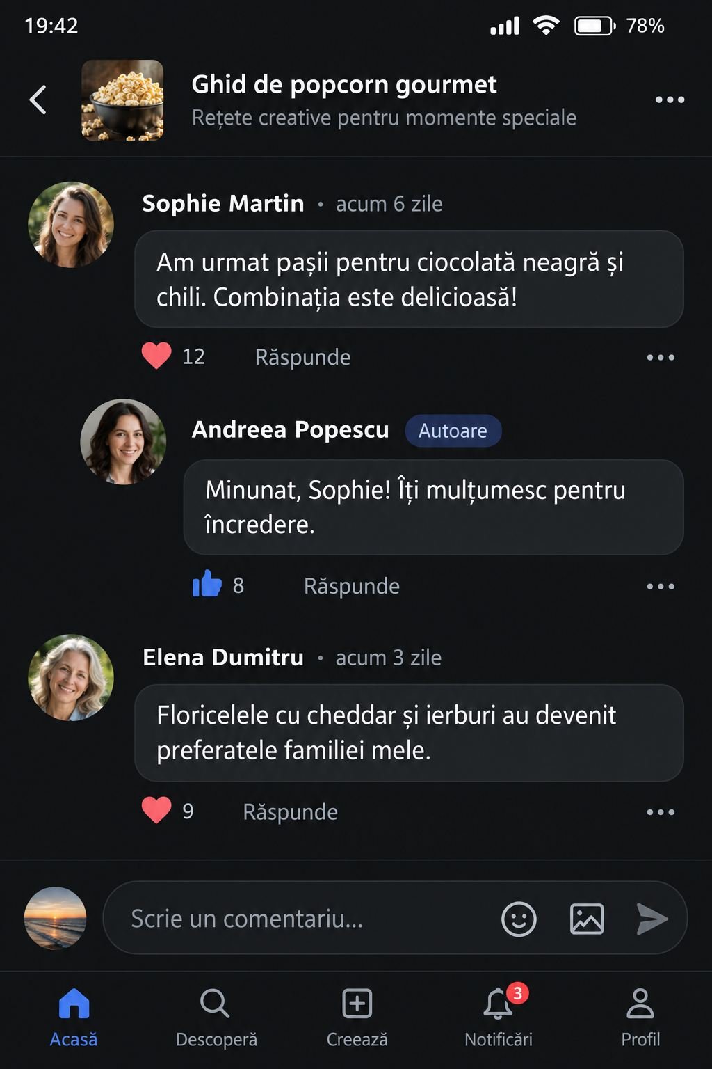 Feedback despre aromele din ghid